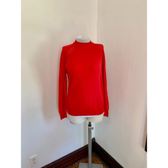 Vtg Exmoor Mock Turtleneck Red Sweater Pullover Union MAde USA Zip Knit Crewneck - Picture 13 of 13